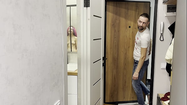 My Step Sis Opens the Shower Door for Me to Get a Blowjob